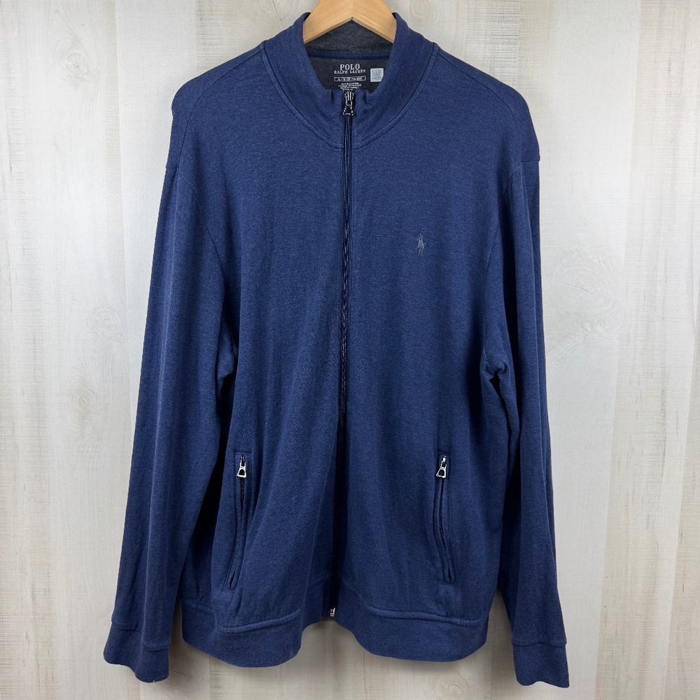 Polo Ralph Lauren Men’s Luxury Jersey Full Zip Track Jacket Dark Blue Soft XL